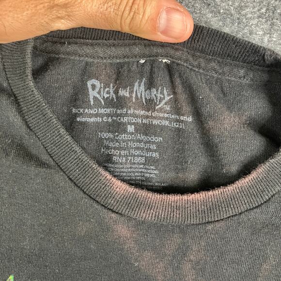 Rick and Morty T-Shirt Mens Size M Black Neon Skull Graphic Tee Cartoon Network - Picture 3 of 7